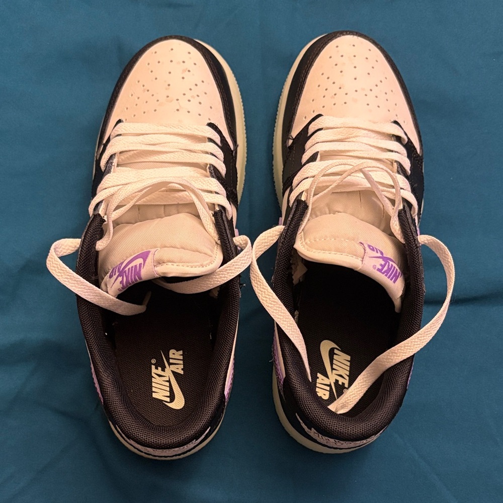 Nike Women's Sneakers - Cream, Black, and Purple